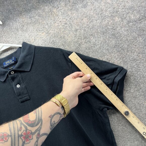 Polo Ralph Lauren Polo Shirt Mens XL Black Custom Fit Purple Pony Logo - Picture 8 of 11